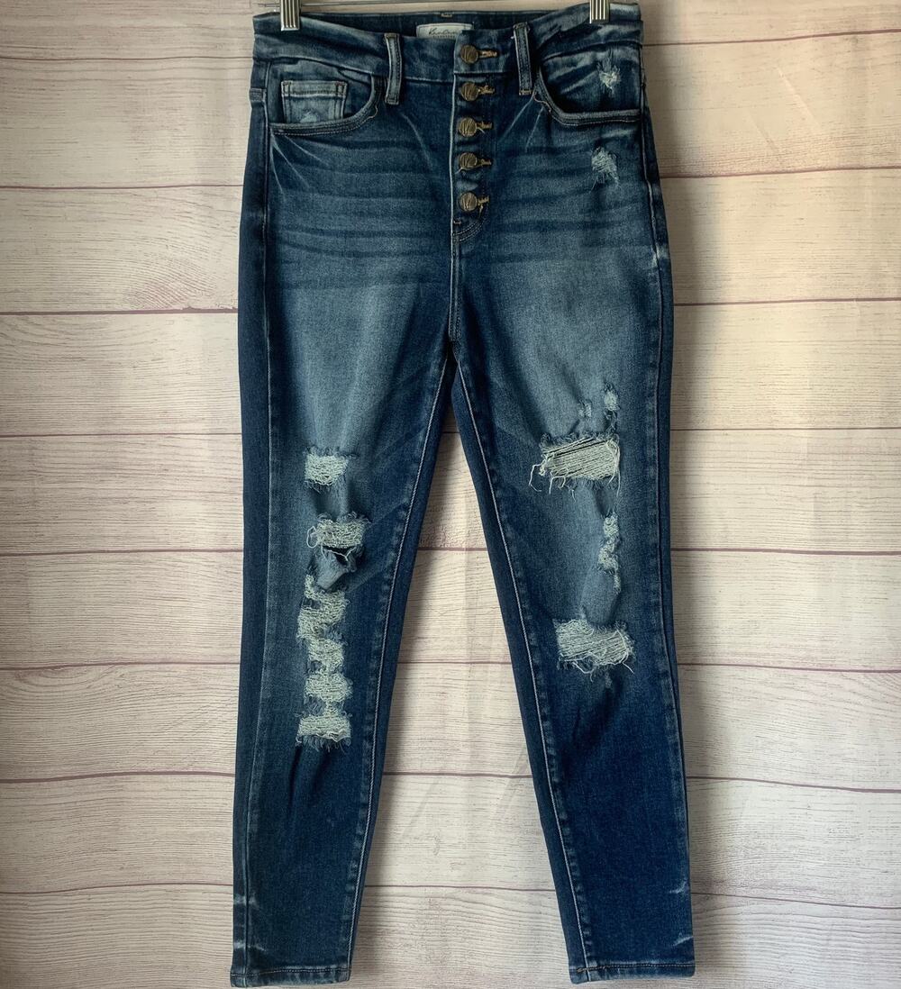 KanCan Signature Kurvy Distressed Jeans Ultra High Rise Ankle Skinny Size 27